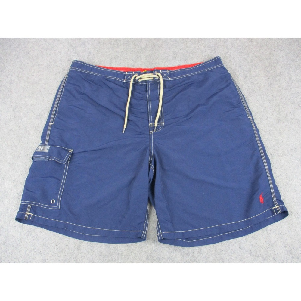 Polo Ralph Lauren Swim Trunks Mens 2XL Blue Nylon Board Shorts Mesh Lined Pony